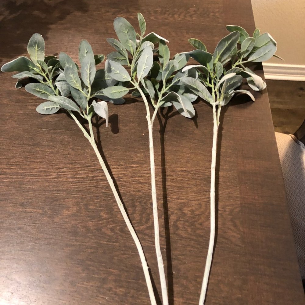 NWOT Flocked Lamb's Ear Floral Stems (3)
